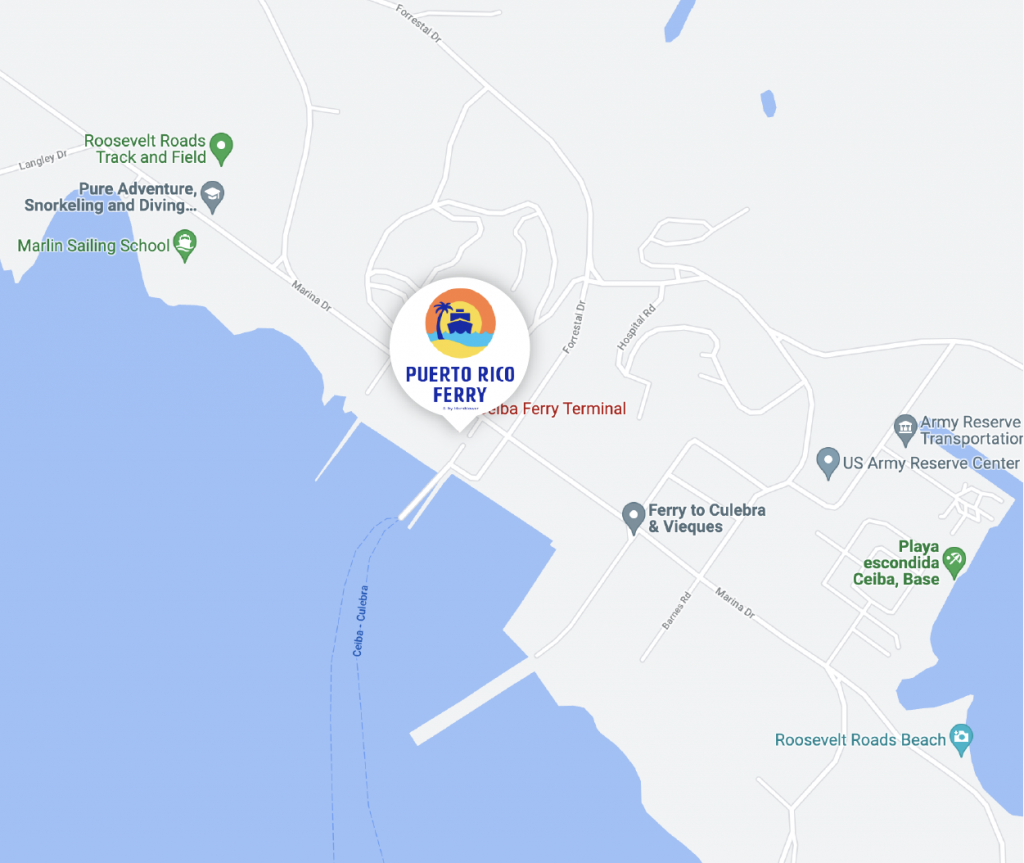 Puerto Rico Ferry Map with logo showing location